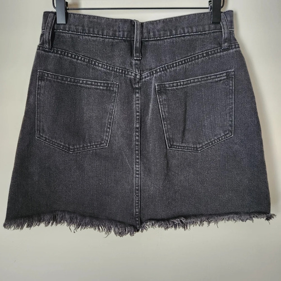 Madewell | Rigid Denim A-Line Mini Skirt in Lunar Wash Cutout Edition - Size 27 - Picture 8 of 11